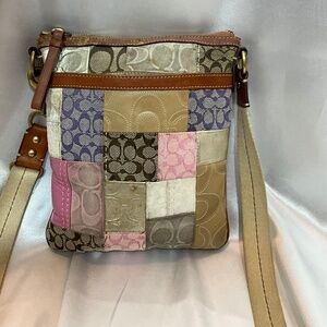 Coach mail bag, multi signature patchwork 18-H2f